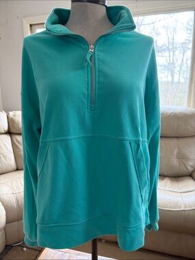 Te Verde Teal Quarter-Zip Pullover Turtleneck Sweater